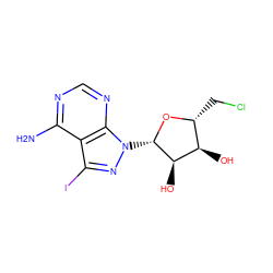 Nc1ncnc2c1c(I)nn2[C@@H]1O[C@H](CCl)[C@@H](O)[C@H]1O ZINC000013833688