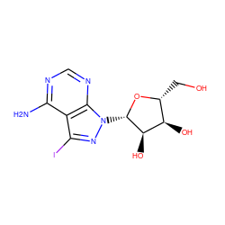 Nc1ncnc2c1c(I)nn2[C@@H]1O[C@H](CO)[C@@H](O)[C@H]1O ZINC000003797161