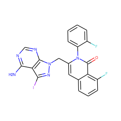 Nc1ncnc2c1c(I)nn2Cc1cc2cccc(F)c2c(=O)n1-c1ccccc1F ZINC000088345690