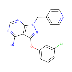 Nc1ncnc2c1c(Oc1cccc(Cl)c1)nn2Cc1ccncc1 ZINC001772618662