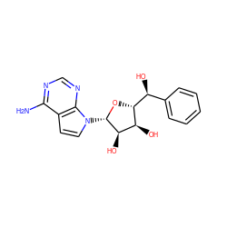 Nc1ncnc2c1ccn2[C@@H]1O[C@H]([C@@H](O)c2ccccc2)[C@@H](O)[C@H]1O ZINC001501056574