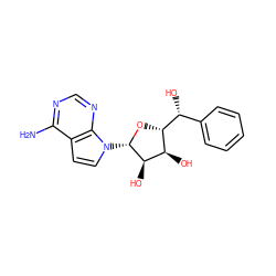 Nc1ncnc2c1ccn2[C@@H]1O[C@H]([C@H](O)c2ccccc2)[C@@H](O)[C@H]1O ZINC000585670007