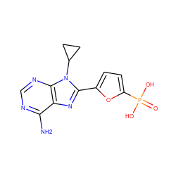 Nc1ncnc2c1nc(-c1ccc(P(=O)(O)O)o1)n2C1CC1 ZINC000040913639