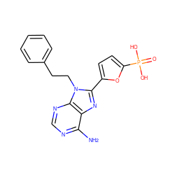 Nc1ncnc2c1nc(-c1ccc(P(=O)(O)O)o1)n2CCc1ccccc1 ZINC000040937310