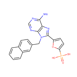 Nc1ncnc2c1nc(-c1ccc(P(=O)(O)O)o1)n2Cc1ccc2ccccc2c1 ZINC000040897783