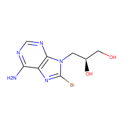 Nc1ncnc2c1nc(Br)n2C[C@H](O)CO ZINC000000039698