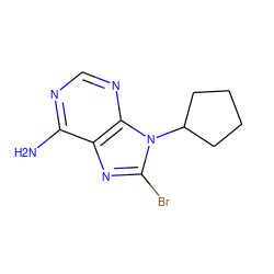 Nc1ncnc2c1nc(Br)n2C1CCCC1 ZINC000040379288