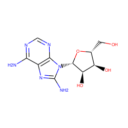 Nc1ncnc2c1nc(N)n2[C@@H]1O[C@H](CO)[C@@H](O)[C@H]1O ZINC000005163030