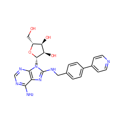 Nc1ncnc2c1nc(NCc1ccc(-c3ccncc3)cc1)n2[C@@H]1O[C@H](CO)[C@@H](O)[C@H]1O ZINC000144522678