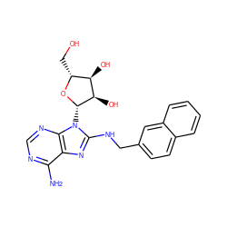 Nc1ncnc2c1nc(NCc1ccc3ccccc3c1)n2[C@@H]1O[C@H](CO)[C@@H](O)[C@H]1O ZINC000144519602