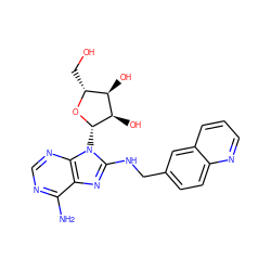 Nc1ncnc2c1nc(NCc1ccc3ncccc3c1)n2[C@@H]1O[C@H](CO)[C@@H](O)[C@H]1O ZINC000040405662