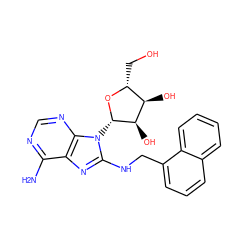 Nc1ncnc2c1nc(NCc1cccc3ccccc13)n2[C@@H]1O[C@H](CO)[C@@H](O)[C@H]1O ZINC000144415911