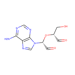 Nc1ncnc2c1ncn2[C@@H](C=O)O[C@@H](C=O)CO ZINC000001681688