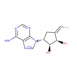 Nc1ncnc2c1ncn2[C@@H]1C/C(=C/F)[C@@H](O)[C@H]1O ZINC000029466566