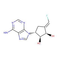 Nc1ncnc2c1ncn2[C@@H]1C/C(=C\F)[C@@H](O)[C@H]1O ZINC000029414814