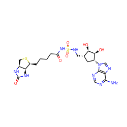 Nc1ncnc2c1ncn2[C@@H]1C[C@H](CNS(=O)(=O)NC(=O)CCCC[C@@H]2SC[C@@H]3NC(=O)N[C@H]23)[C@@H](O)[C@H]1O ZINC000473135370