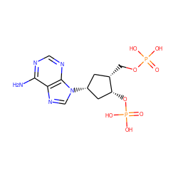 Nc1ncnc2c1ncn2[C@@H]1C[C@H](COP(=O)(O)O)[C@H](OP(=O)(O)O)C1 ZINC000027868401