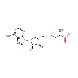 Nc1ncnc2c1ncn2[C@@H]1C[C@H](CSCC[C@H](N)C(=O)O)[C@@H](O)[C@H]1O ZINC000013522428