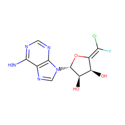 Nc1ncnc2c1ncn2[C@@H]1O/C(=C(/F)Cl)[C@@H](O)[C@H]1O ZINC000013544025