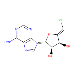 Nc1ncnc2c1ncn2[C@@H]1O/C(=C\Cl)[C@@H](O)[C@H]1O ZINC000013544060