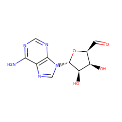 Nc1ncnc2c1ncn2[C@@H]1O[C@@H](C=O)[C@@H](O)[C@H]1O ZINC000006393823