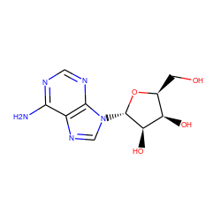 Nc1ncnc2c1ncn2[C@@H]1O[C@@H](CO)[C@@H](O)[C@H]1O ZINC000003830179