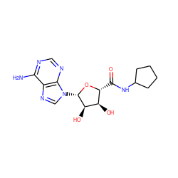 Nc1ncnc2c1ncn2[C@@H]1O[C@H](C(=O)NC2CCCC2)[C@@H](O)[C@H]1O ZINC000013796780