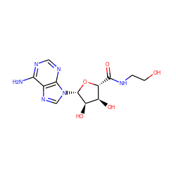 Nc1ncnc2c1ncn2[C@@H]1O[C@H](C(=O)NCCO)[C@@H](O)[C@H]1O ZINC000016052124