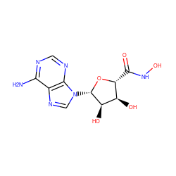 Nc1ncnc2c1ncn2[C@@H]1O[C@H](C(=O)NO)[C@@H](O)[C@H]1O ZINC000013861531