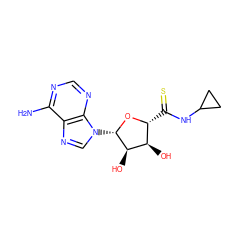 Nc1ncnc2c1ncn2[C@@H]1O[C@H](C(=S)NC2CC2)[C@@H](O)[C@H]1O ZINC000013796798