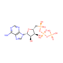 Nc1ncnc2c1ncn2[C@@H]1O[C@H](C[P@@](=O)(O)O[P@@](=O)(O)OP(=O)(O)O)[C@@H](O)[C@H]1O ZINC000013642605