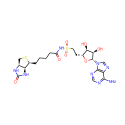 Nc1ncnc2c1ncn2[C@@H]1O[C@H](CCS(=O)(=O)NC(=O)CCCC[C@@H]2SC[C@@H]3NC(=O)N[C@H]23)[C@@H](O)[C@H]1O ZINC000103237677