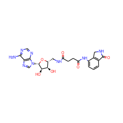 Nc1ncnc2c1ncn2[C@@H]1O[C@H](CNC(=O)CCC(=O)Nc2cccc3c2CNC3=O)[C@@H](O)[C@H]1O ZINC000013588322