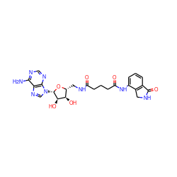 Nc1ncnc2c1ncn2[C@@H]1O[C@H](CNC(=O)CCCC(=O)Nc2cccc3c2CNC3=O)[C@@H](O)[C@H]1O ZINC000049792600