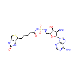 Nc1ncnc2c1ncn2[C@@H]1O[C@H](CNS(=O)(=O)NC(=O)CCCC[C@@H]2SC[C@@H]3NC(=O)N[C@H]23)[C@@H](O)[C@H]1N ZINC000473135432