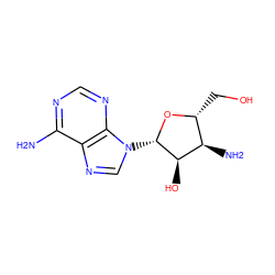 Nc1ncnc2c1ncn2[C@@H]1O[C@H](CO)[C@@H](N)[C@H]1O ZINC000013470207