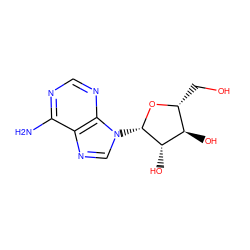 Nc1ncnc2c1ncn2[C@@H]1O[C@H](CO)[C@@H](O)[C@@H]1O ZINC000000970363