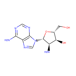 Nc1ncnc2c1ncn2[C@@H]1O[C@H](CO)[C@@H](O)[C@H]1N ZINC000053204366