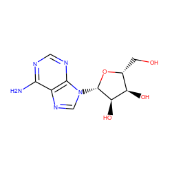 Nc1ncnc2c1ncn2[C@@H]1O[C@H](CO)[C@@H](O)[C@H]1O ZINC000002169830