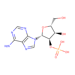 Nc1ncnc2c1ncn2[C@@H]1O[C@H](CO)[C@@H](O)[C@H]1OP(=O)(O)O ZINC000003861741