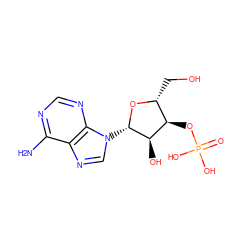 Nc1ncnc2c1ncn2[C@@H]1O[C@H](CO)[C@@H](OP(=O)(O)O)[C@H]1O ZINC000001631259