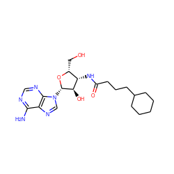 Nc1ncnc2c1ncn2[C@@H]1O[C@H](CO)[C@H](NC(=O)CCCC2CCCCC2)[C@H]1O ZINC000013766370