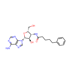 Nc1ncnc2c1ncn2[C@@H]1O[C@H](CO)[C@H](NC(=O)CCCCc2ccccc2)[C@H]1O ZINC000013766372