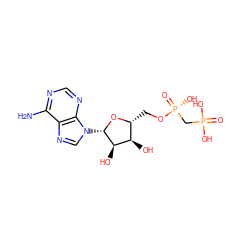 Nc1ncnc2c1ncn2[C@@H]1O[C@H](CO[P@](=O)(O)CP(=O)(O)O)[C@@H](O)[C@H]1O ZINC000013527614