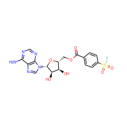 Nc1ncnc2c1ncn2[C@@H]1O[C@H](COC(=O)c2ccc(S(=O)(=O)F)cc2)[C@@H](O)[C@H]1O ZINC000048222133