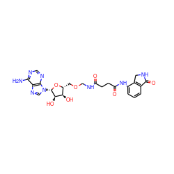 Nc1ncnc2c1ncn2[C@@H]1O[C@H](COCNC(=O)CCC(=O)Nc2cccc3c2CNC3=O)[C@@H](O)[C@H]1O ZINC000044417231