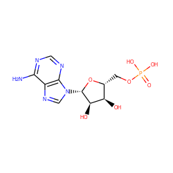 Nc1ncnc2c1ncn2[C@@H]1O[C@H](COP(=O)(O)O)[C@@H](O)[C@H]1O ZINC000003860156