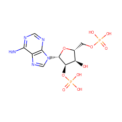 Nc1ncnc2c1ncn2[C@@H]1O[C@H](COP(=O)(O)O)[C@@H](O)[C@H]1OP(=O)(O)O ZINC000004096223