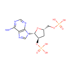 Nc1ncnc2c1ncn2[C@@H]1O[C@H](COP(=O)(O)O)C[C@H]1OP(=O)(O)O ZINC000013776844