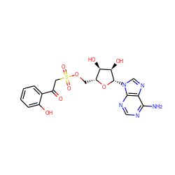 Nc1ncnc2c1ncn2[C@@H]1O[C@H](COS(=O)(=O)CC(=O)c2ccccc2O)[C@@H](O)[C@H]1O ZINC000040861083